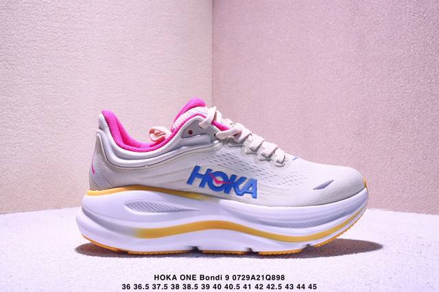 公司级Hoka One One Bondi 9 复古舒适防滑耐磨 低帮 山地户外跑步鞋货号:1162012尺码:36 36.5 37.5 38 38.5 39