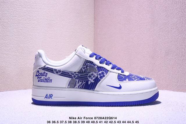 海外爆款限量发售！高端定制Nike Air Force 1 '07 Low 路易威登Lv联名--- 米白蓝牛仔印花，经典 Af1 鞋型，融入 Lv 标志性元素，