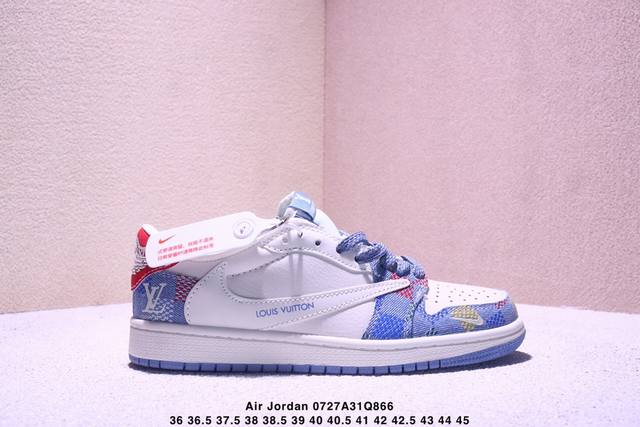 公司级Nike Air Jordan 1 X Travis Scott Aj1倒勾 乔一倒钩 ‘Diy’定制 耐克 低帮文化篮球鞋 完美品质出货 细节如图所示
