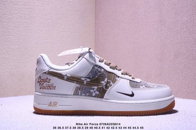 海外爆款限量发售！高端定制Nike Air Force 1 '07 Low 路易威登Lv联名--- 米白黄牛仔印花，经典 Af1 鞋型，融入 Lv 标志性元素，