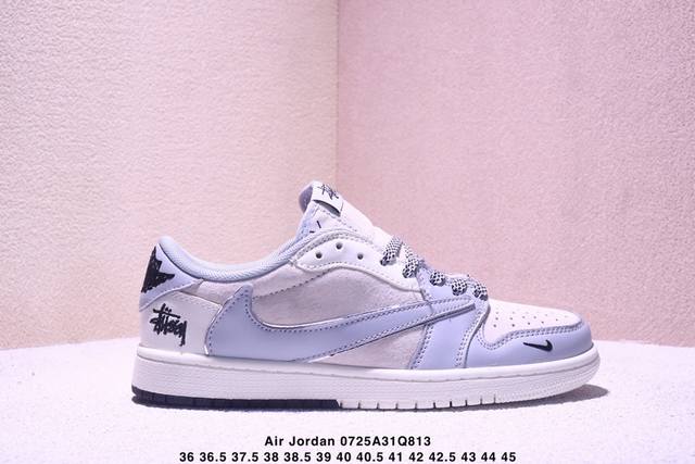 公司级Nike Air Jordan 1 X Travis Scott Aj1倒勾 乔一倒钩 ‘Diy’定制 耐克 低帮文化篮球鞋 完美品质出货 细节如图所示