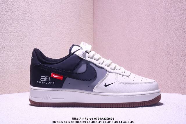 海外限量发售！公司级Nike Air Force 1 '07 Low “巴黎世家联名 米灰黑生胶”空军一号 低帮 运动鞋 休闲鞋 折边针车 工艺难度大 原楦头原