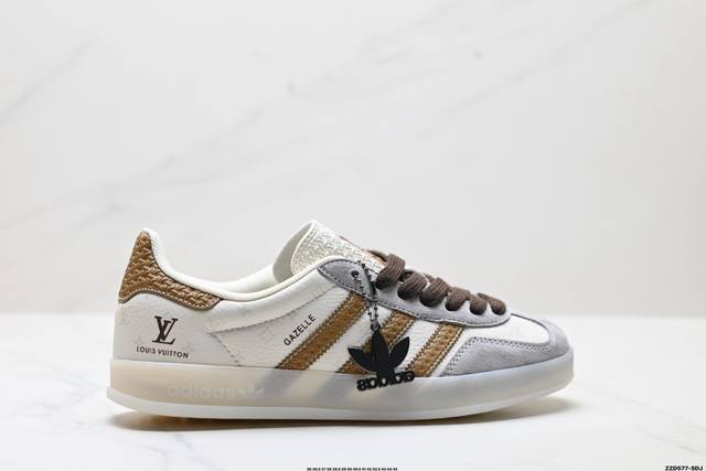 公司级Adidas Originals Gazelle Indoor ‘Diy‘定制 系列 阿迪达斯 三叶草绅士德训足球风百搭低帮休闲运动板鞋原装头层材料 用料
