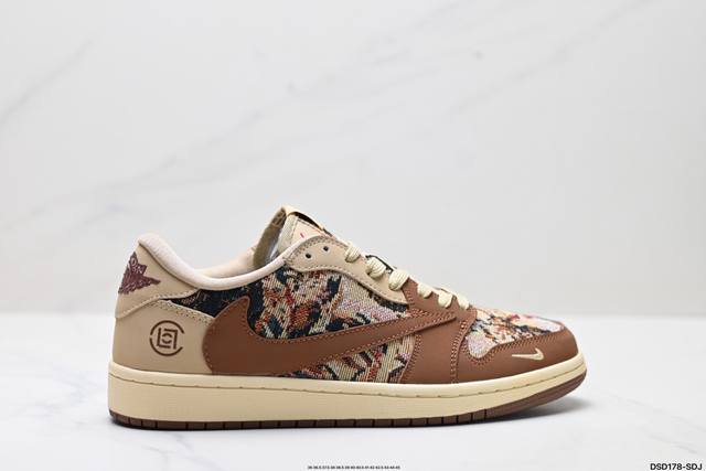 特价 公司级Nike Air Jordan 1 X Travis Scott Aj1倒勾 乔一倒钩 ‘Diy’定制 耐克 低帮文化篮球鞋 完美品质出货 细节如图