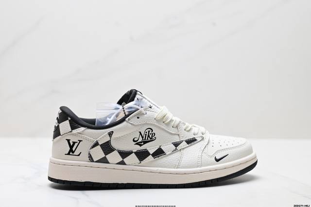 公司级Nike Air Jordan 1 X Travis Scott Aj1倒勾 乔一倒钩 ‘Diy’定制 耐克 低帮文化篮球鞋 完美品质出货 细节如图所示