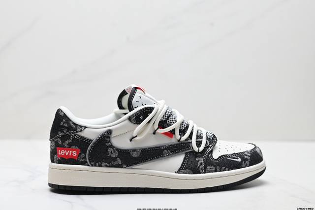 公司级Nike Air Jordan 1 X Travis Scott Aj1倒勾 乔一倒钩 ‘Diy’定制 耐克 低帮文化篮球鞋 完美品质出货 细节如图所示