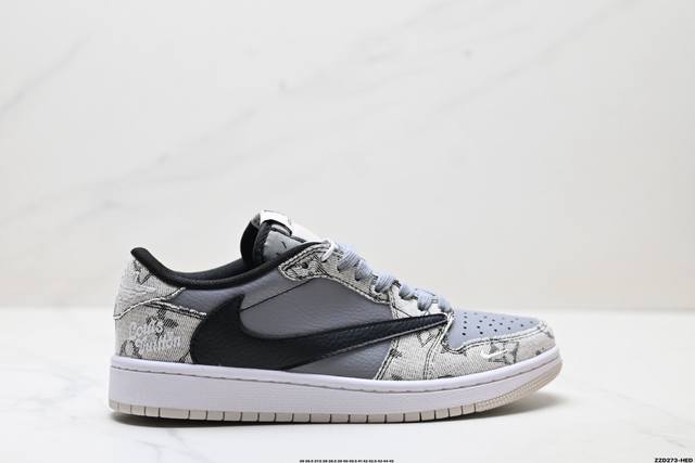 公司级Nike Air Jordan 1 X Travis Scott Aj1倒勾 乔一倒钩 ‘Diy’定制 耐克 低帮文化篮球鞋 完美品质出货 细节如图所示