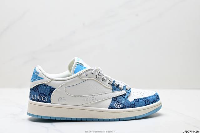 特价 公司级Nike Air Jordan 1 X Travis Scott Aj1倒勾 乔一倒钩 ‘Diy’定制 耐克 低帮文化篮球鞋 完美品质出货 细节如图