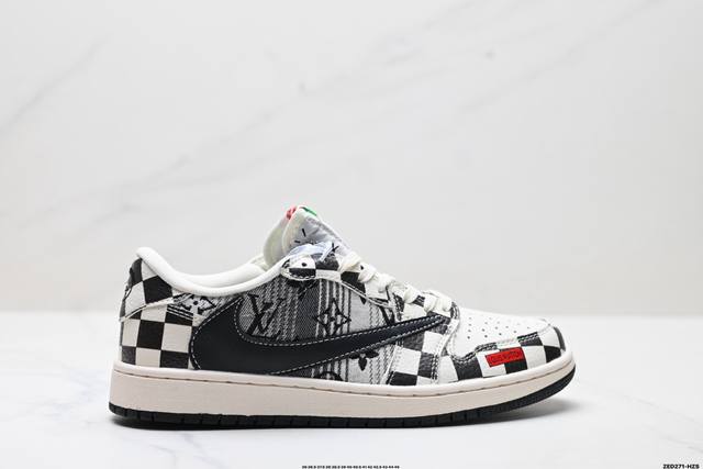 公司级Nike Air Jordan 1 X Travis Scott Aj1倒勾 乔一倒钩 ‘Diy’定制 耐克 低帮文化篮球鞋 完美品质出货 细节如图所示