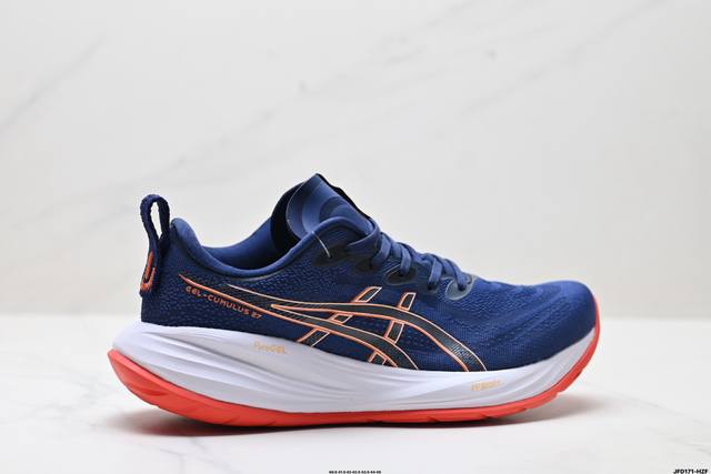 公司级Asics Gel-Nimbus 27 舒适防滑耐磨低帮休闲跑步鞋鞋底采用了轻质发泡材料 并在后跟和前掌处采用了Asics亚瑟士核心科技-Gel缓震胶 赋
