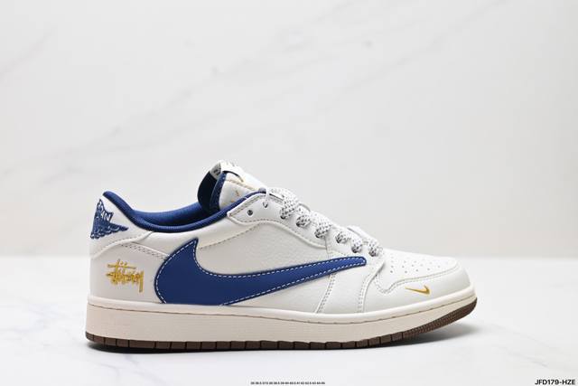 特价 公司级Nike Air Jordan 1 X Travis Scott Aj1倒勾 乔一倒钩 ‘Diy’定制 耐克 低帮文化篮球鞋 完美品质出货 细节如图