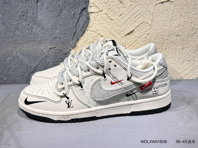 耐克 联名 Nike Dunk Low Lthr Ow 解构绑带滑板鞋 Sb系列经典复古运动鞋。双鞋带系统延续了今年的代表性风格，搭配亮色鞋带，保持了 Dunk