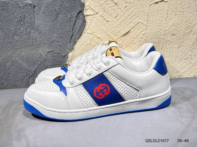 Gucci Distressed Screener Sneaker古驰经典小脏鞋原型复古百搭做旧老爹板鞋 复古学院风546551 Qsldld1417