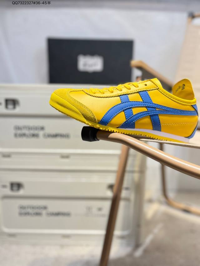 Onitsuka Tiger Mexico 66 Sd 鬼冢虎 墨西哥升级版系列低帮复古经典虎爪百搭休闲 皮革慢跑鞋 采用软质粒面牛剖革组合翻毛皮饰条鞋面材质1