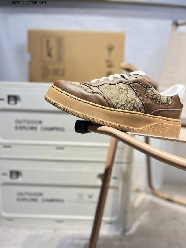 Gucci Distressed Screener Sneaker古驰经典厚底原型复古百搭老爹板鞋 复古学院风546551 Qs7042227#36-46半