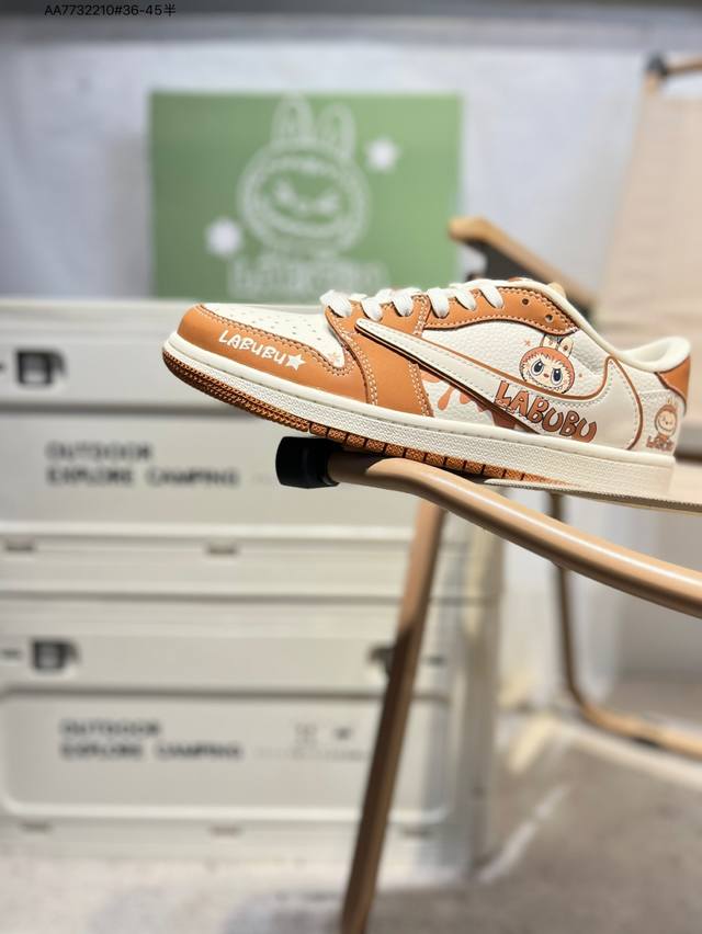 公司级头层皮Labubu X 乔丹Air Jordan 1 Low Aj1低帮系列篮球鞋 官方同步配色 原装级产物 #拒绝公底 立体鞋型 细节完美 高清洁度Xb