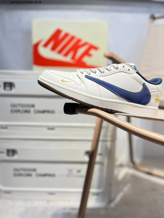 公司级头层皮斯图西 X 乔丹Air Jordan 1 Low Aj1低帮系列篮球鞋 官方同步配色 原装级产物 #拒绝公底 立体鞋型 细节完美 高清洁度Xy268