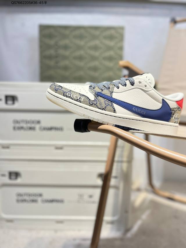 公司级头层皮古驰 X 乔丹Air Jordan 1 Low Aj1低帮系列篮球鞋 官方同步配色 原装级产物 #拒绝公底 立体鞋型 细节完美 高清洁度Xy2688