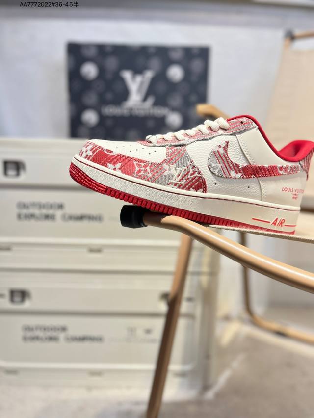 Lv X Nk Air Force 1'07 Low 空军一号低帮休闲板鞋 #定制皮料 原楦原纸板 纯正空军版型 高清洁度 内置全掌气垫Sc9207 Aa777