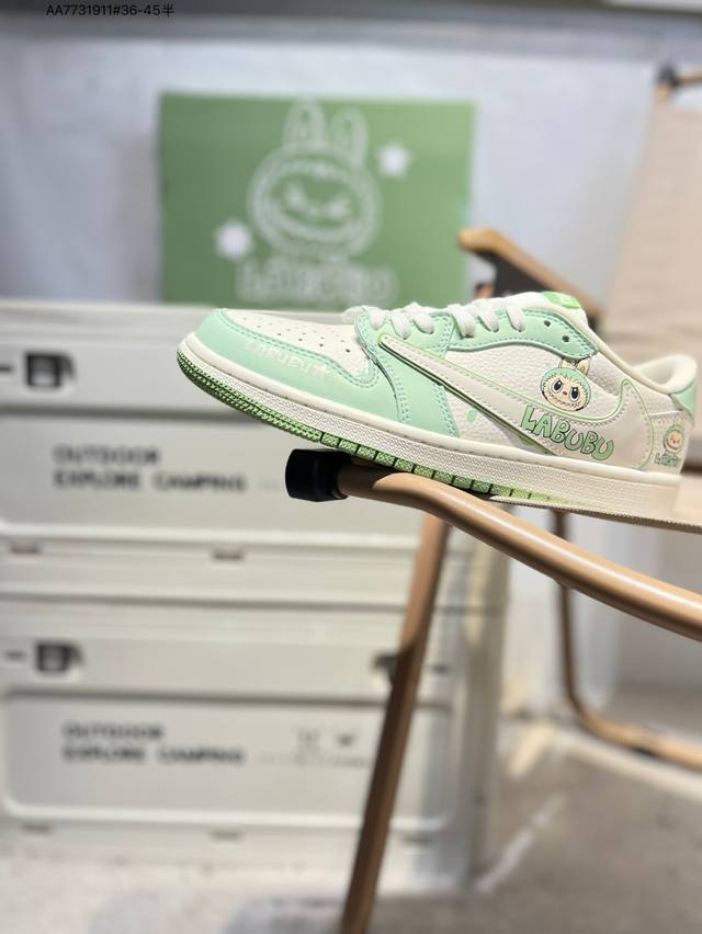公司级头层皮Labubu X 乔丹Air Jordan 1 Low Aj1低帮系列篮球鞋 官方同步配色 原装级产物 #拒绝公底 立体鞋型 细节完美 高清洁度Xb