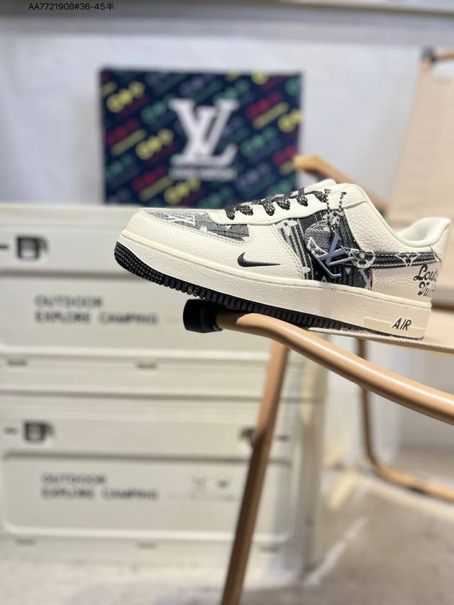 公司级头层皮Lv X Nk Air Force 1'07 Low 空军一号低帮休闲板鞋 #定制皮料 原楦原纸板 纯正空军版型 高清洁度 内置全掌气垫Dk0798