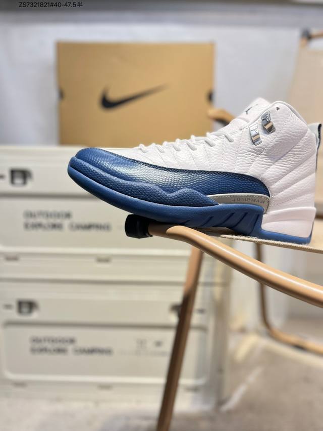 纯原版本 真碳头层Air Jordan 12 Retro French Blue 高帮 复刻法国蓝 Aj12 乔丹12代 Aj12 乔12 高邦 复刻白蓝 乔丹