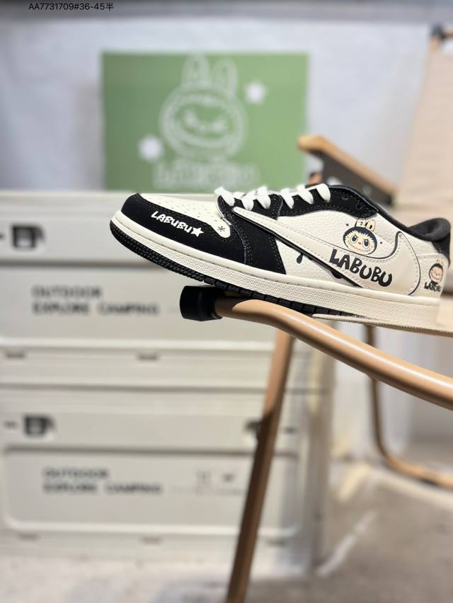 公司级头层皮Labubu X 乔丹Air Jordan 1 Low Aj1低帮系列篮球鞋 官方同步配色 原装级产物 #拒绝公底 立体鞋型 细节完美 高清洁度Xb