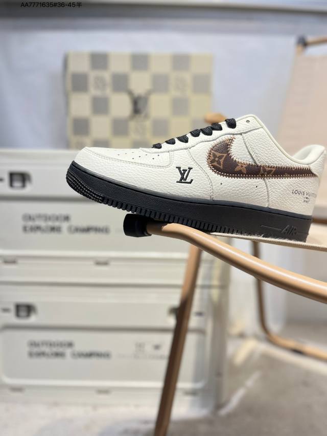 Lv X Nk Air Force 1'07 Low 空军一号低帮休闲板鞋 #定制皮料 原楦原纸板 纯正空军版型 高清洁度 内置全掌气垫Sc0601 Aa777