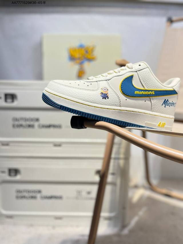 小黄人 X Nk Air Force 1'07 Low 空军一号低帮休闲板鞋 #定制皮料 原楦原纸板 纯正空军版型 高清洁度 内置全掌气垫Sc0601 Aa77