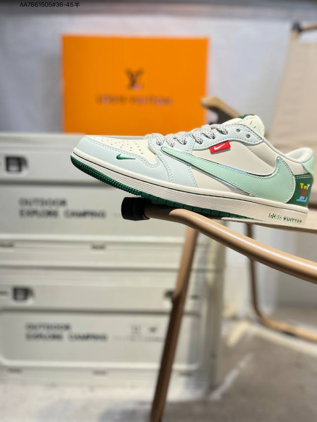 公司级头层皮Lv X 乔丹Air Jordan 1 Low Aj1低帮系列篮球鞋 官方同步配色 原装级产物 #拒绝公底 立体鞋型 细节完美 高清洁度Hs8068