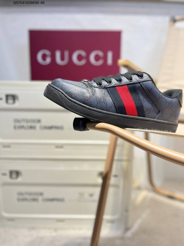 Gucci Distressed Screener Sneaker古驰经典小脏鞋原型复古百搭老爹板鞋 复古学院风546551 Qs7041426#36-46