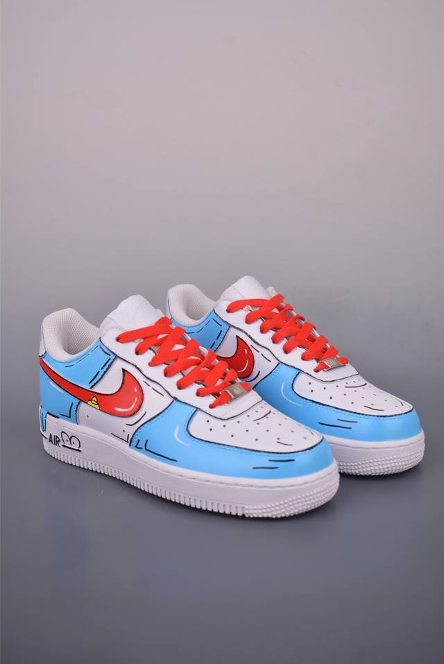Nike Air Force 1 Low 手绘涂鸦 哆啦A梦联名原楦头原纸板 打造纯正空军版型专注外贸渠道 全掌内置蜂窝气垫 原盒配件 原厂中底钢印、拉帮完美