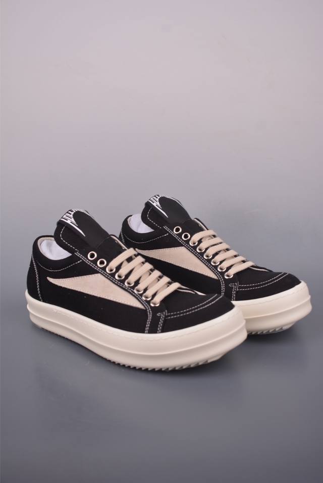 Rick Owens Drkshdw Hollywood 瑞克 欧文斯Drkshdw 高丝帆布 广东顶级版本高丝光轻绒感12盎司帆面 鞋带 鞋带采用水染定织法工