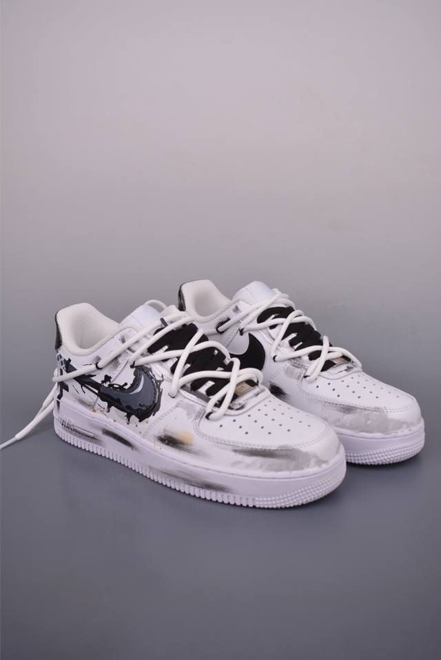 Nike Air Force 1 Low 灰白涂鸦 解构绑带原楦头原纸板 打造纯正空军版型专注外贸渠道 全掌内置蜂窝气垫 原盒配件 原厂中底钢印、拉帮完美 官方