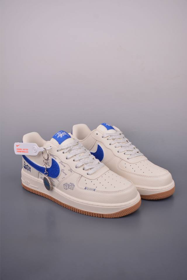 Nike Air Force 1 Low Stussy联名原楦头原纸板 打造纯正空军版型专注外贸渠道 全掌内置蜂窝气垫 原盒配件 原厂中底钢印、拉帮完美 官方货