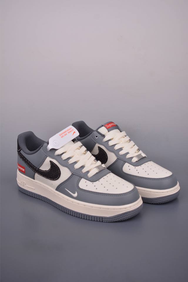 Nike Air Force 1 Low Supreme联名原楦头原纸板 打造纯正空军版型专注外贸渠道 全掌内置蜂窝气垫 原盒配件 原厂中底钢印、拉帮完美 官方