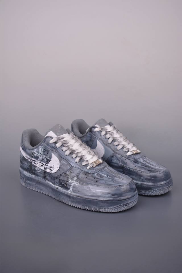 Nike Air Force 1 Low 克罗心涂鸦做旧原楦头原纸板 打造纯正空军版型专注外贸渠道 全掌内置蜂窝气垫 原盒配件 原厂中底钢印、拉帮完美 官方货号