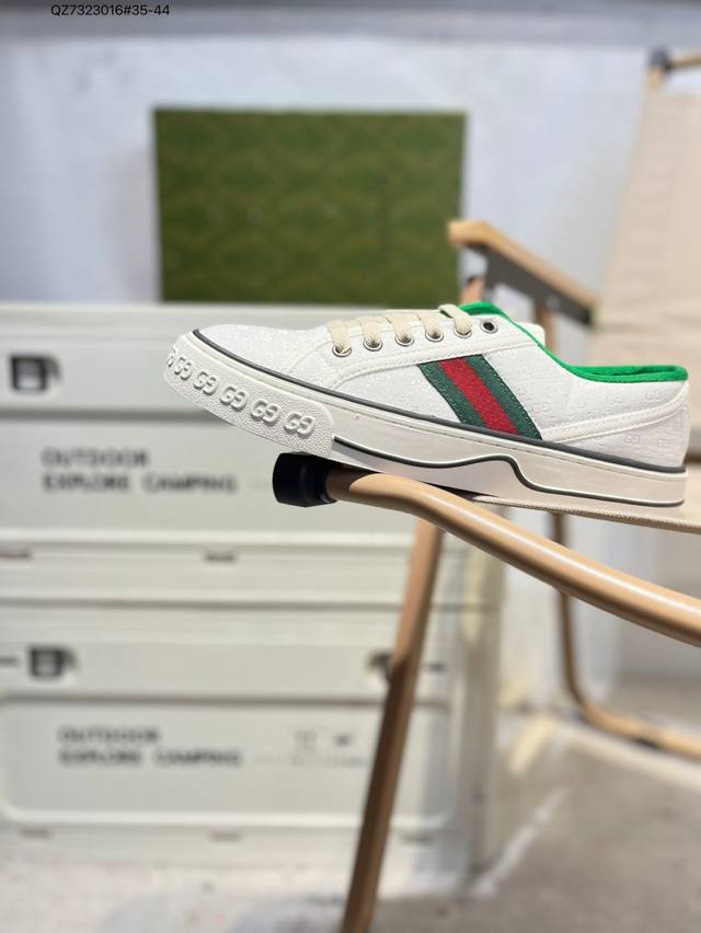 广东原产# Gucci Tennis 1977 Print Sneaker 古驰帆布独家定制 全身20几个细节点全部做到一致还原 吊打市面所有版本 独家原装套装