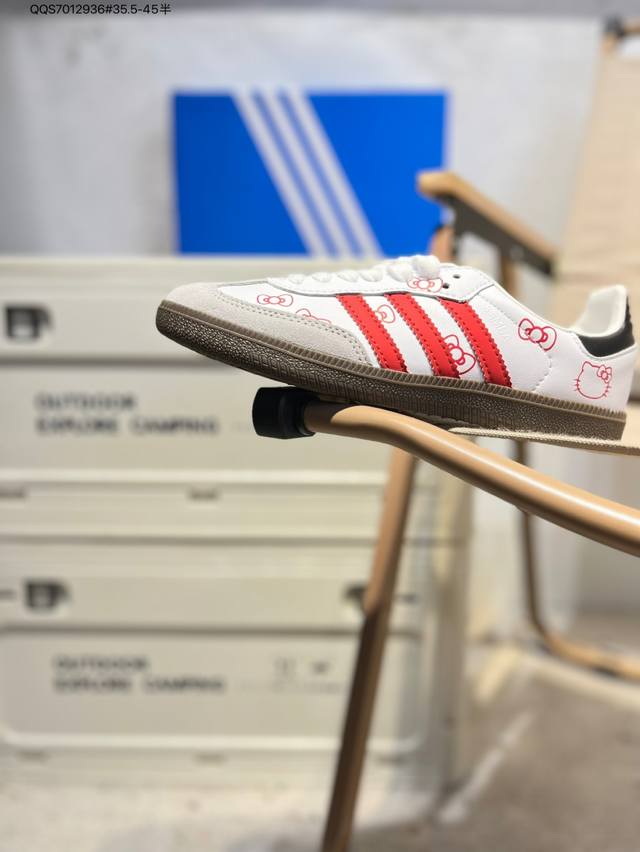 联名款 Hello Kitty 凯蒂猫 X Adidas Originals Gazelle Indoor “White Red Core Black”舒适百搭