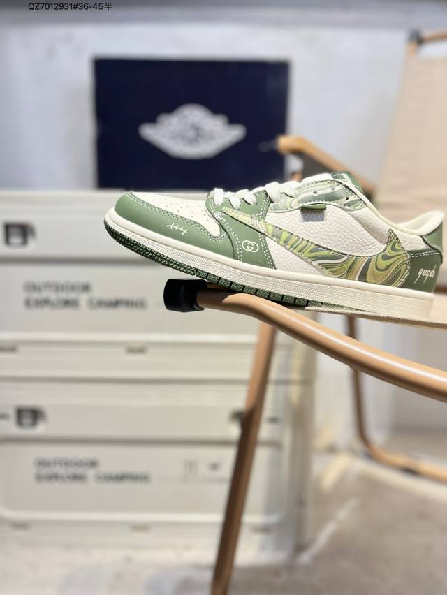 公司级头层皮古驰 X 乔丹Air Jordan 1 Low Aj1低帮系列篮球鞋 官方同步配色 原装级产物 #拒绝公底 立体鞋型 细节完美 高清洁度Xs2025