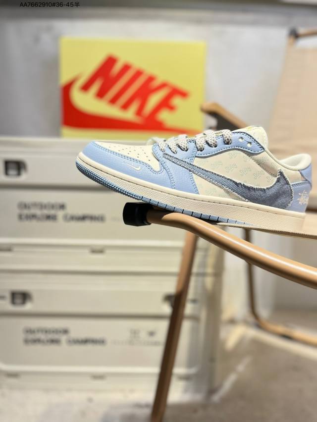 公司级头层皮斯图西 X 乔丹Air Jordan 1 Low Aj1低帮系列篮球鞋 官方同步配色 原装级产物 #拒绝公底 立体鞋型 细节完美 高清洁度Hs806