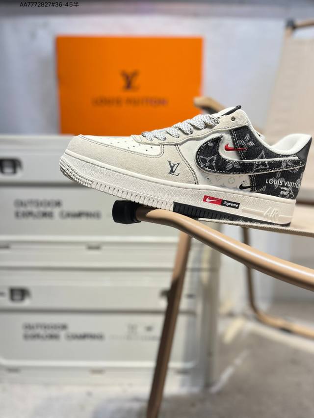 Lv X Nk Air Force 1'07 Low 空军一号低帮休闲板鞋 #定制皮料 原楦原纸板 纯正空军版型 高清洁度 内置全掌气垫Mz9588 Aa777