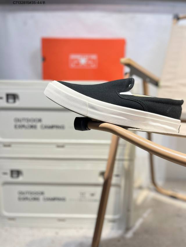 Converse 匡威 男女鞋真标硫化工艺日版限定，匡威Converse Deck Star Slip On 67 Black White 低帮帆布休闲一脚蹬懒