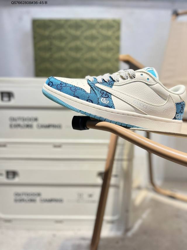 公司级头层皮古驰 X 乔丹Air Jordan 1 Low Aj1低帮系列篮球鞋 官方同步配色 原装级产物 #拒绝公底 立体鞋型 细节完美 高清洁度Xz1658