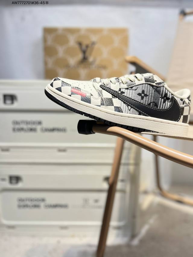 公司级头层皮Lv X 乔丹Air Jordan 1 Low Aj1低帮系列篮球鞋 官方同步配色 原装级产物 #拒绝公底 立体鞋型 细节完美 高清洁度Ld2028