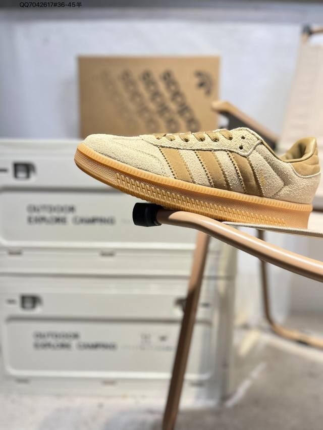 阿迪 Ad Samba Xlg Beige Khaki Gum 桑巴舞加大厚底版系列德训风百搭松糕休闲运动板鞋 货号Ig6289 Qq7042617#36-45