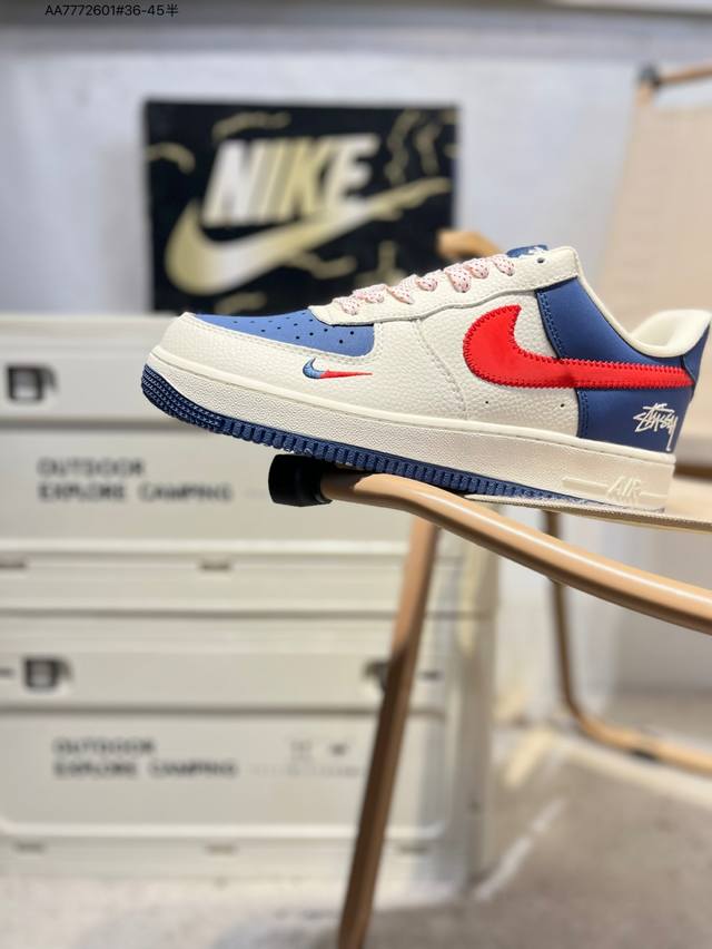 斯图西 X Nk Air Force 1'07 Low 空军一号低帮休闲板鞋 #定制皮料 原楦原纸板 纯正空军版型 高清洁度 内置全掌气垫Kj1688 Aa77
