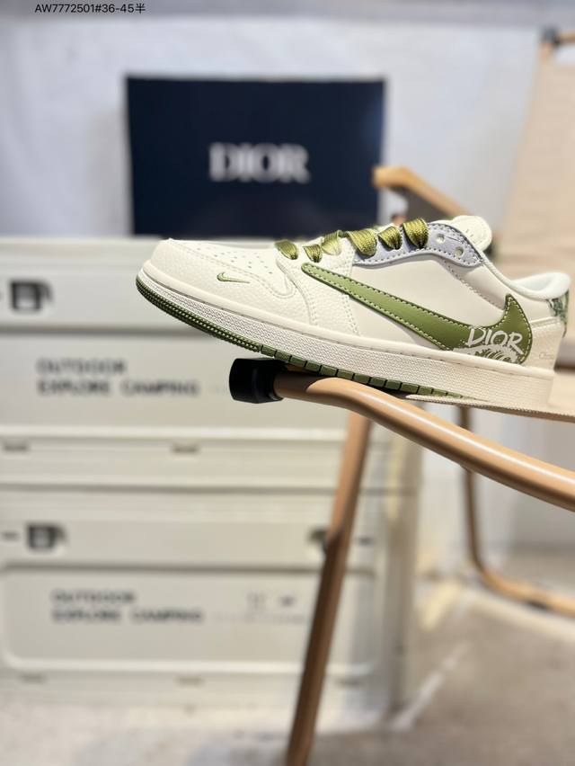 公司级头层皮迪奥 X 乔丹Air Jordan 1 Low Aj1低帮系列篮球鞋 官方同步配色 原装级产物 #拒绝公底 立体鞋型 细节完美 高清洁度Qw5088