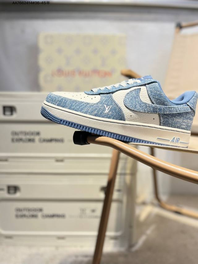 Lv X Nk Air Force 1'07 Low 空军一号低帮休闲板鞋 #定制皮料 原楦原纸板 纯正空军版型 高清洁度 内置全掌气垫Lw9279 Aa766