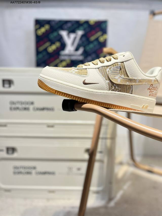 Lv X Nk Air Force 1'07 Low 空军一号低帮休闲板鞋 #定制皮料 原楦原纸板 纯正空军版型 高清洁度 内置全掌气垫Dk0798 Aa772